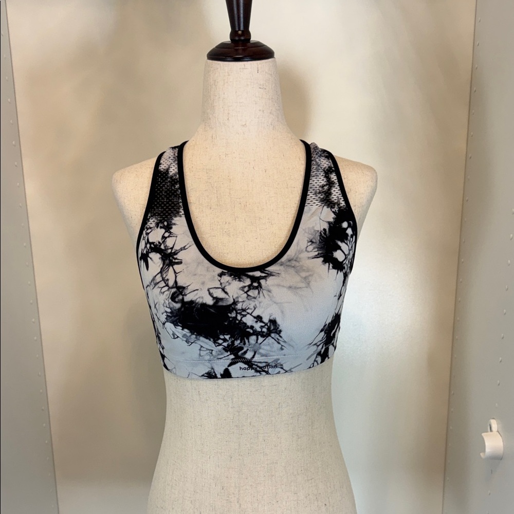 EUC Happy Nation Women's Black and White Sports Bra